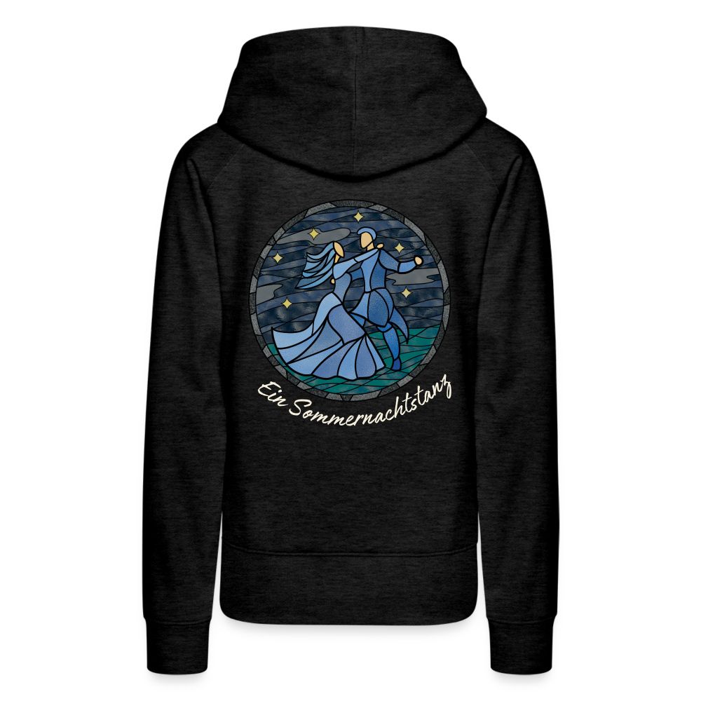 Frauen Premium Hoodie Sommernachtstanz Logo hinten groß mit Schriftzug grauer Rand - Anthrazit