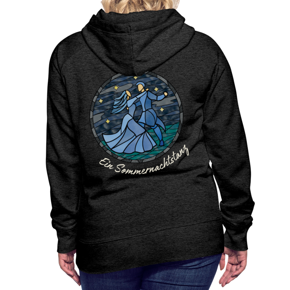 Frauen Premium Hoodie Sommernachtstanz Logo hinten groß mit Schriftzug grauer Rand - Anthrazit