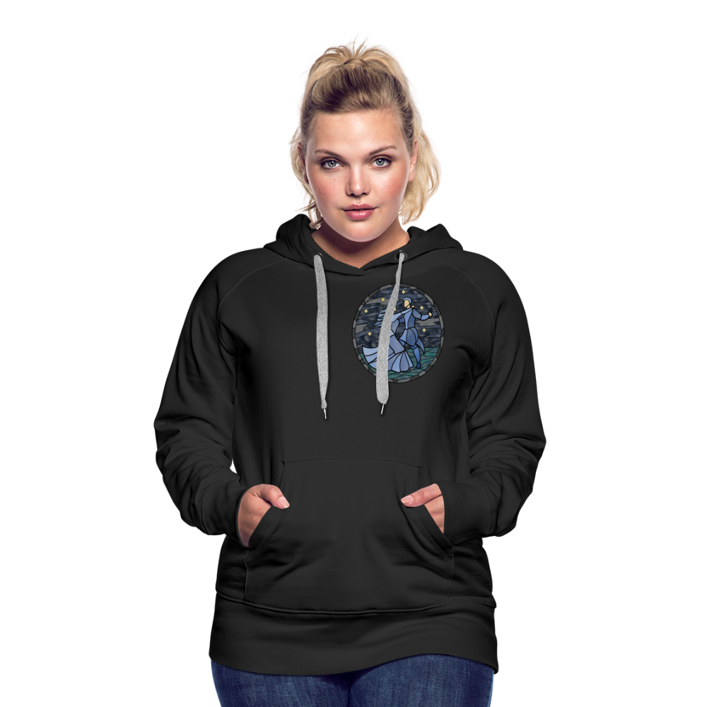 Frauen Premium Hoodie Sommernachtstanz Logo klein vorne, grauer Rand, kein Schriftzug - Schwarz