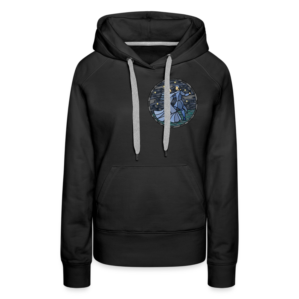 Frauen Premium Hoodie Sommernachtstanz Logo klein vorne, grauer Rand, kein Schriftzug - Schwarz