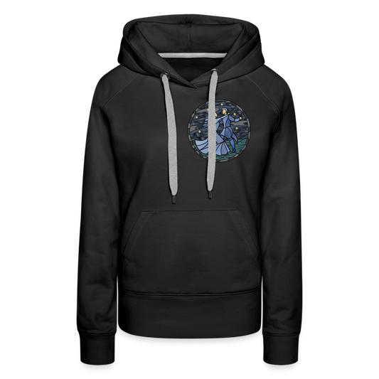 Frauen Premium Hoodie Sommernachtstanz Logo klein vorne, grauer Rand, kein Schriftzug - Schwarz