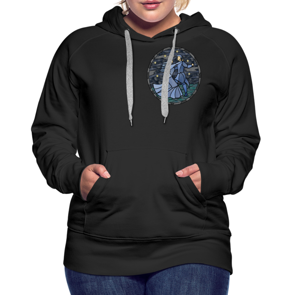 Frauen Premium Hoodie Sommernachtstanz Logo klein vorne, grauer Rand, kein Schriftzug - Schwarz
