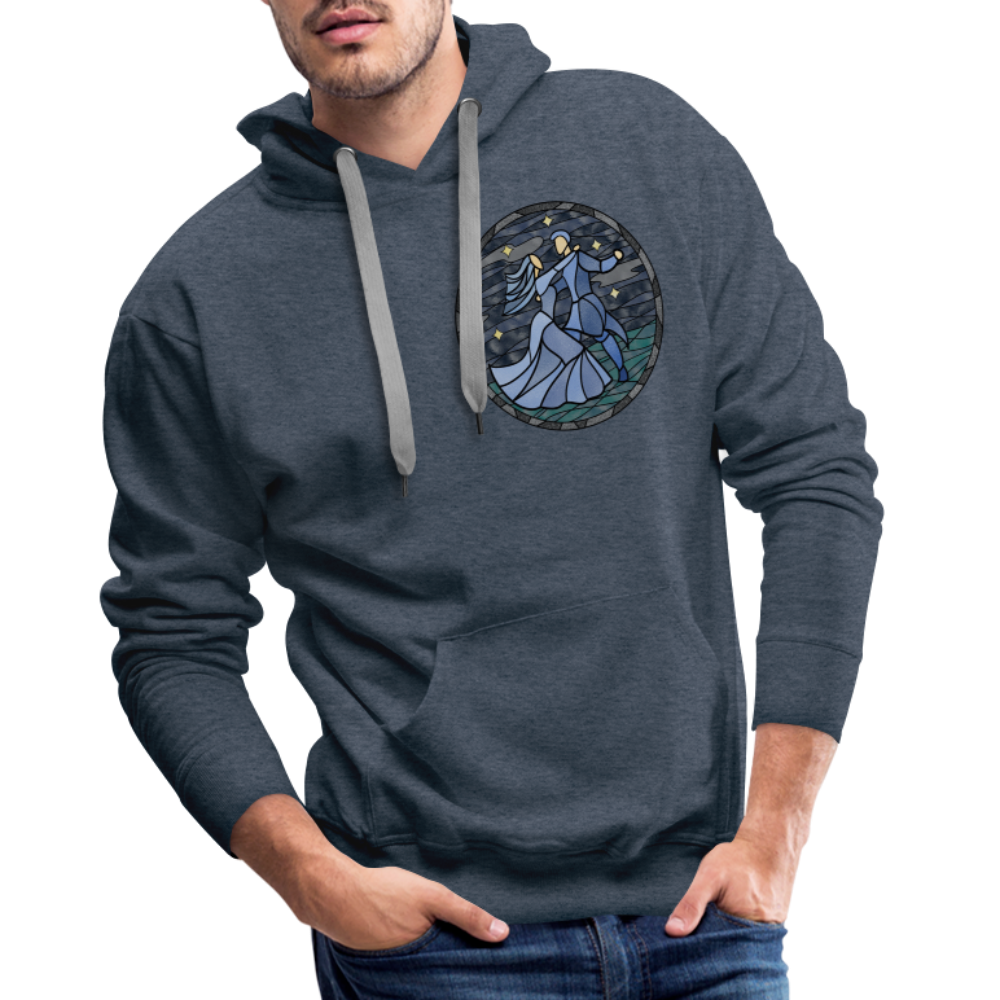 Men’s Premium Hoodie Sommernachtstanz Logo klein vorne grauer Rand kein Schriftzug - Jeansblau