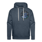 Men’s Premium Hoodie Sommernachtstanz Logo klein vorne grauer Rand kein Schriftzug - Jeansblau