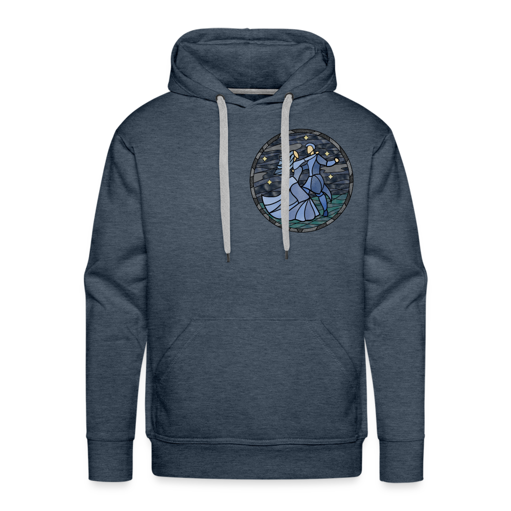 Men’s Premium Hoodie Sommernachtstanz Logo klein vorne grauer Rand kein Schriftzug - Jeansblau