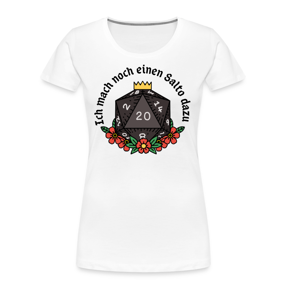 Frauen Premium Bio T-Shirt "Ich mach noch einen Salto dazu 20" - weiß