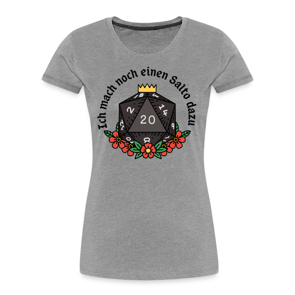 Frauen Premium Bio T-Shirt "Ich mach noch einen Salto dazu 20" - Grau meliert