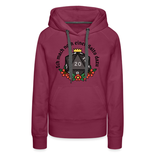Frauen Premium Hoodie "Ich mach noch einen Salto dazu 20" - Bordeaux