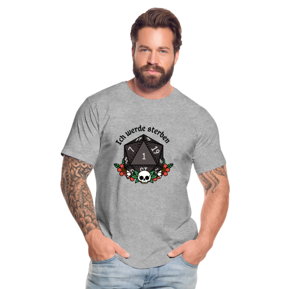 Männer Premium Bio T-Shirt "Ich werde sterben1" - Grau meliert