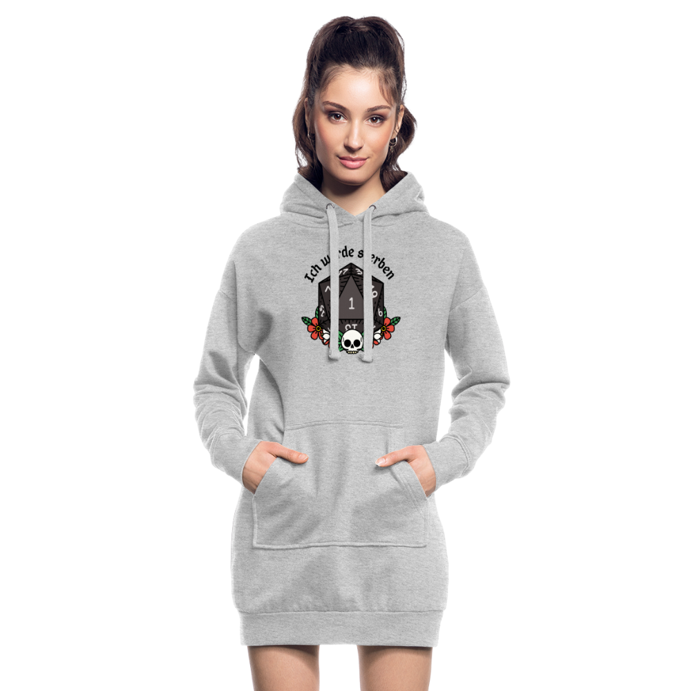 Hoodie-Kleid "Ich werde sterben 1" - Grau meliert