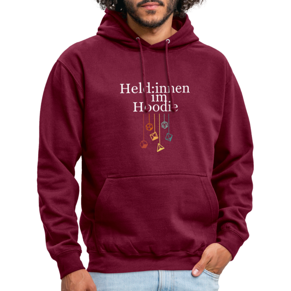 Unisex Hoodie Held:innen im Hoodie weiß - Bordeaux