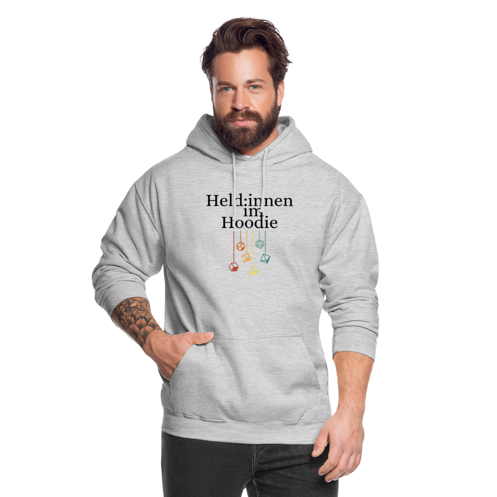 Unisex Hoodie Held:innen im Hoodie Würfel - Hellgrau meliert