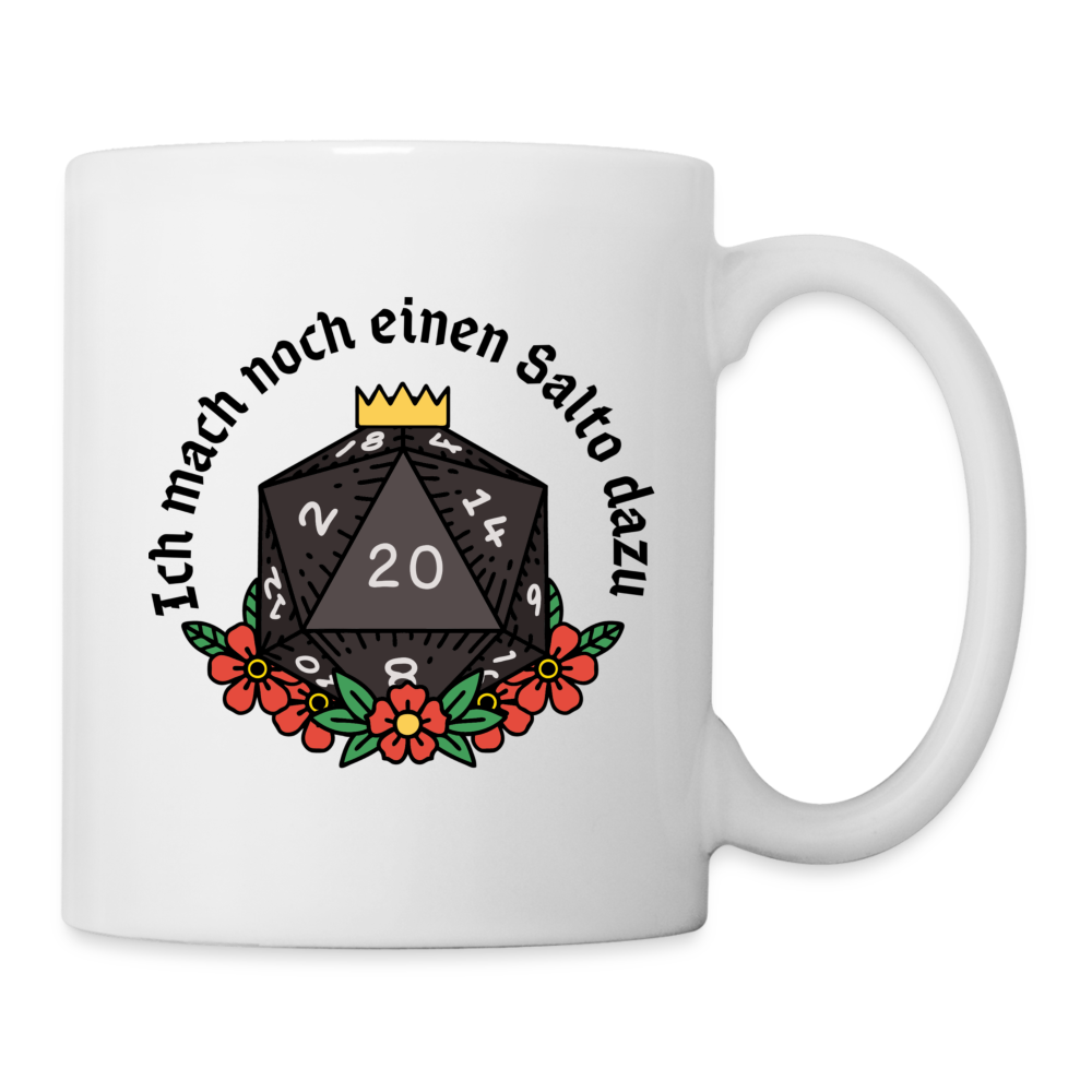 Tasse einfarbig "Ich mach noch einen Salto dazu" - weiß