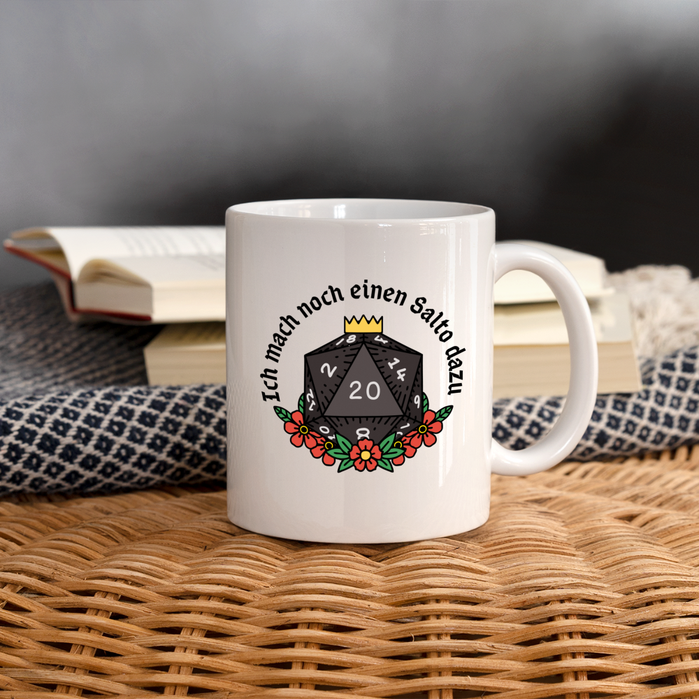 Tasse einfarbig "Ich mach noch einen Salto dazu" - weiß