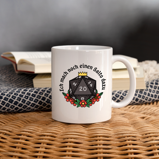 Tasse einfarbig "Ich mach noch einen Salto dazu" - weiß