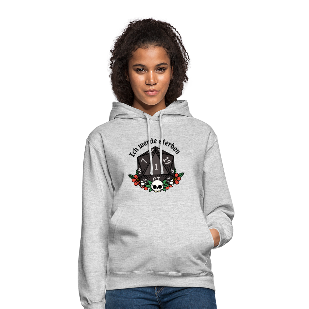 Unisex Hoodie "Ich werde sterben 1" - Hellgrau meliert
