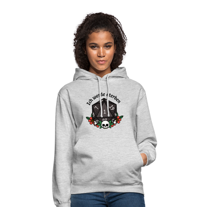 Unisex Hoodie "Ich werde sterben 1" - Hellgrau meliert