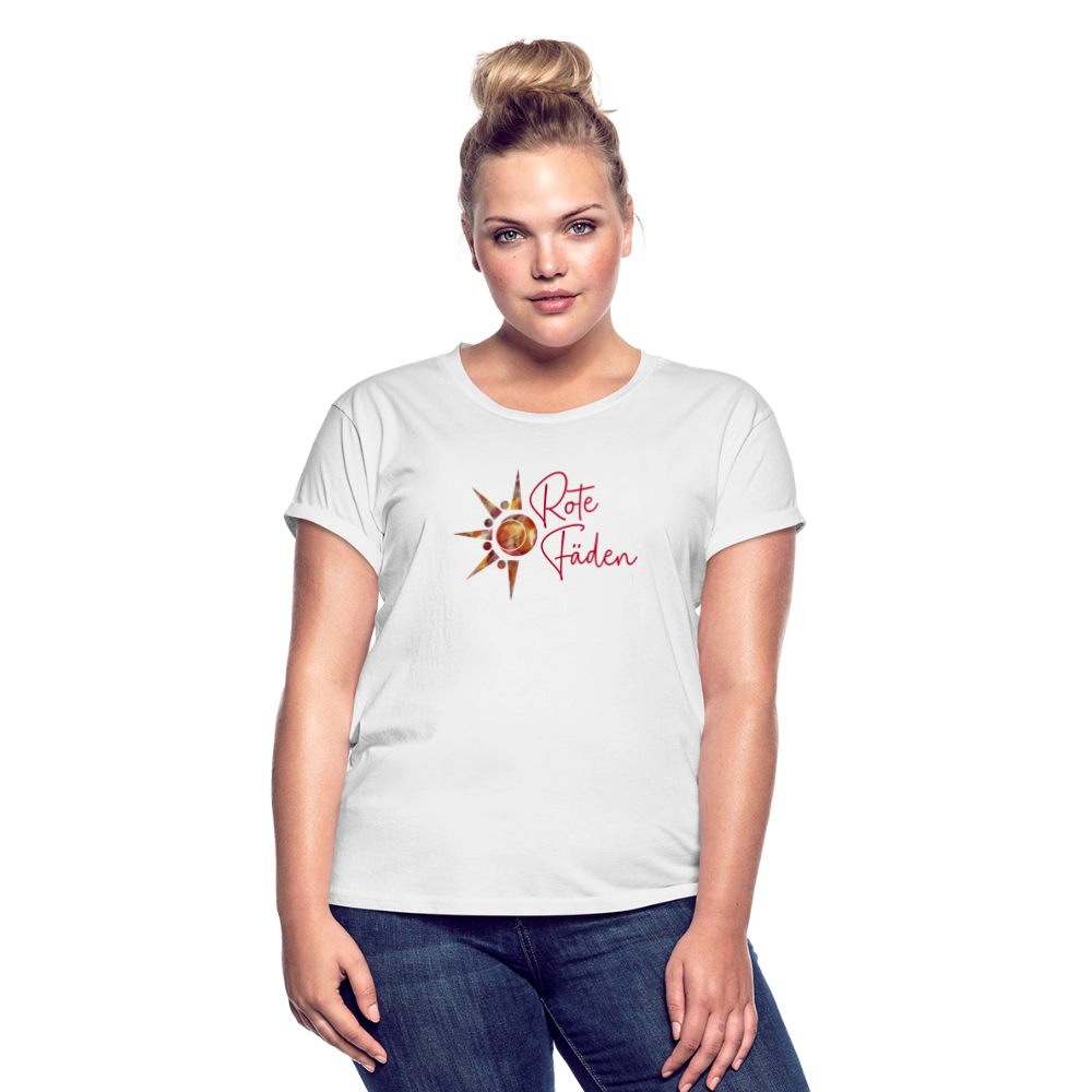 Frauen Oversize T-Shirt Rote Fäden - weiß