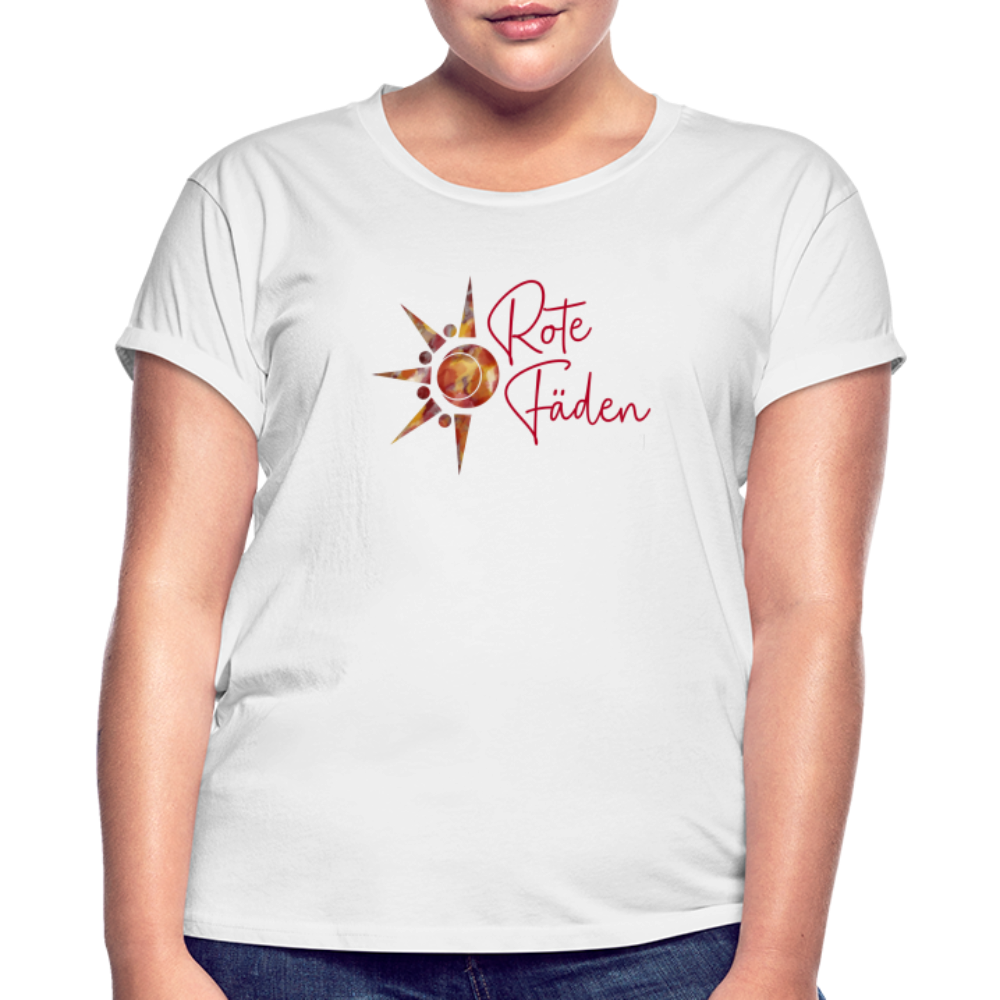 Frauen Oversize T-Shirt Rote Fäden - weiß