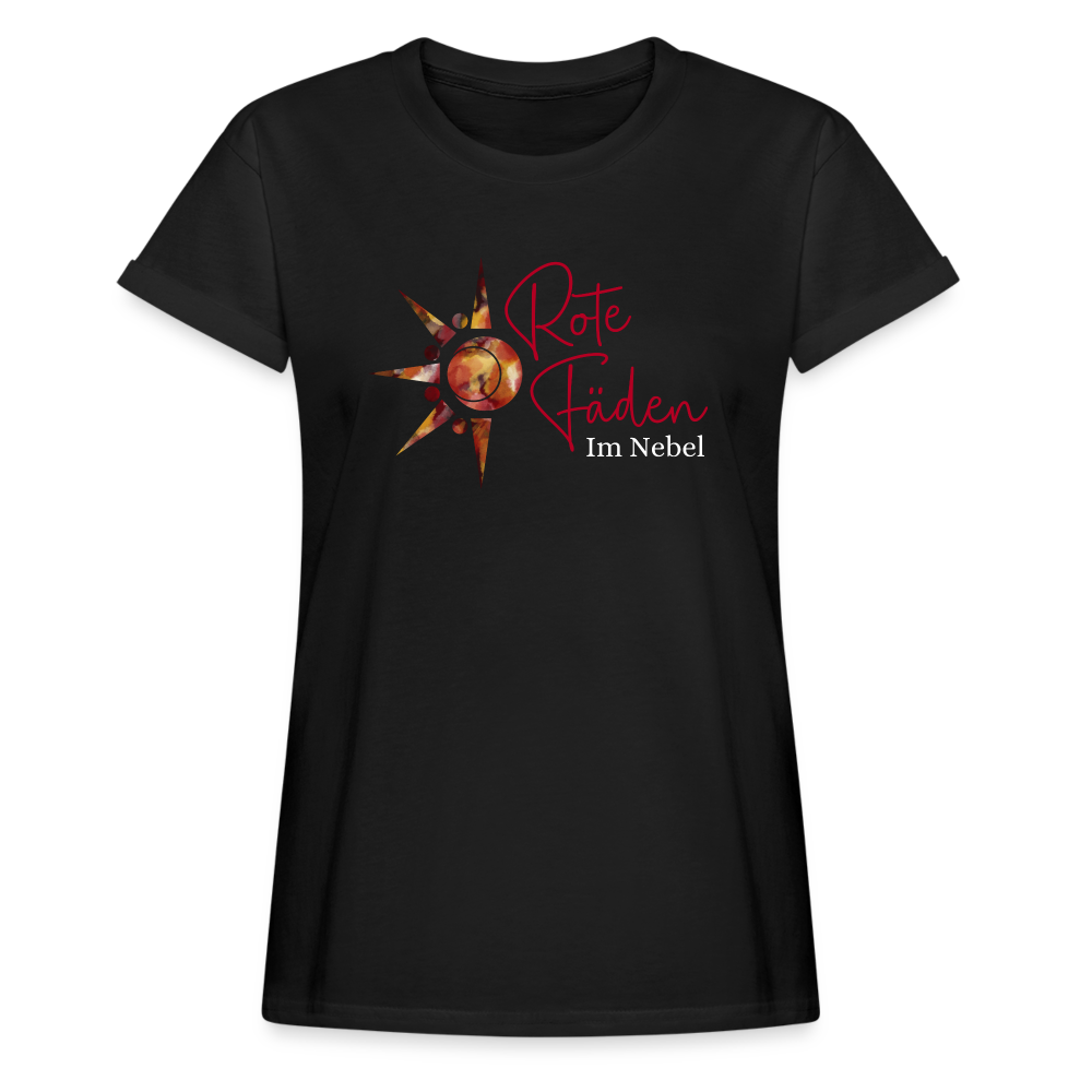 Frauen Oversize T-Shirt Rote Fäden - Schwarz