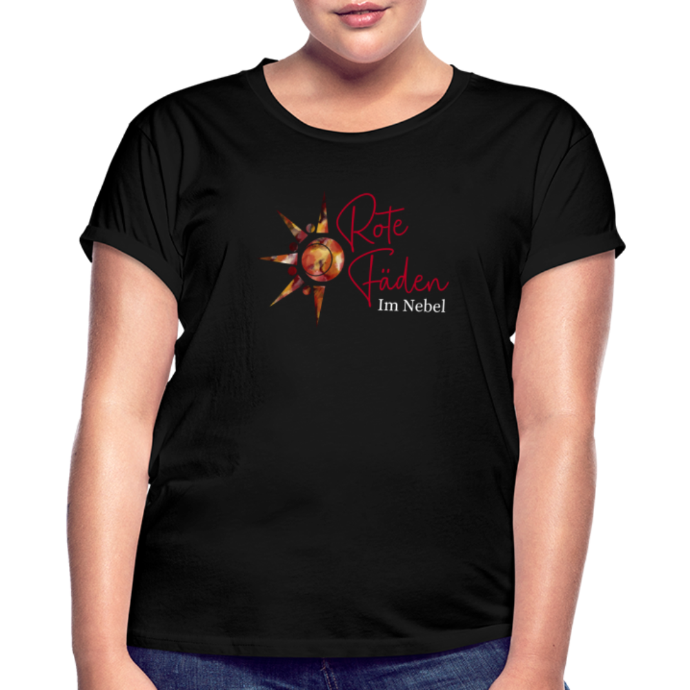 Frauen Oversize T-Shirt Rote Fäden - Schwarz