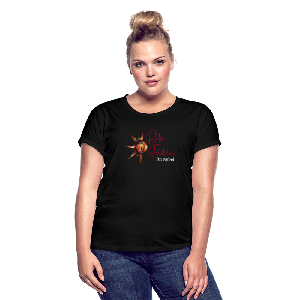 Frauen Oversize T-Shirt Rote Fäden - Schwarz