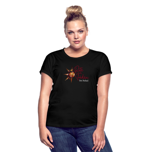 Frauen Oversize T-Shirt Rote Fäden - Schwarz