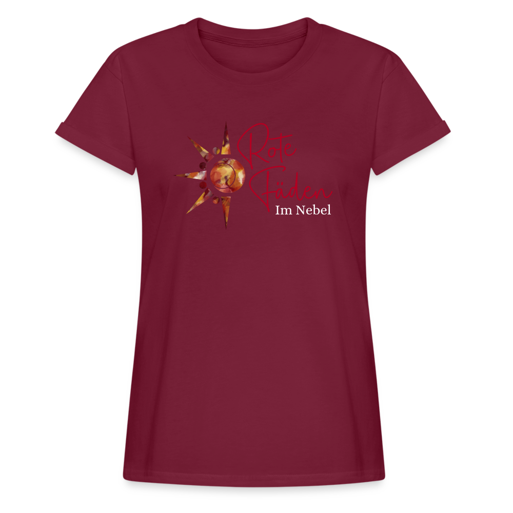 Frauen Oversize T-Shirt Rote Fäden - Bordeaux