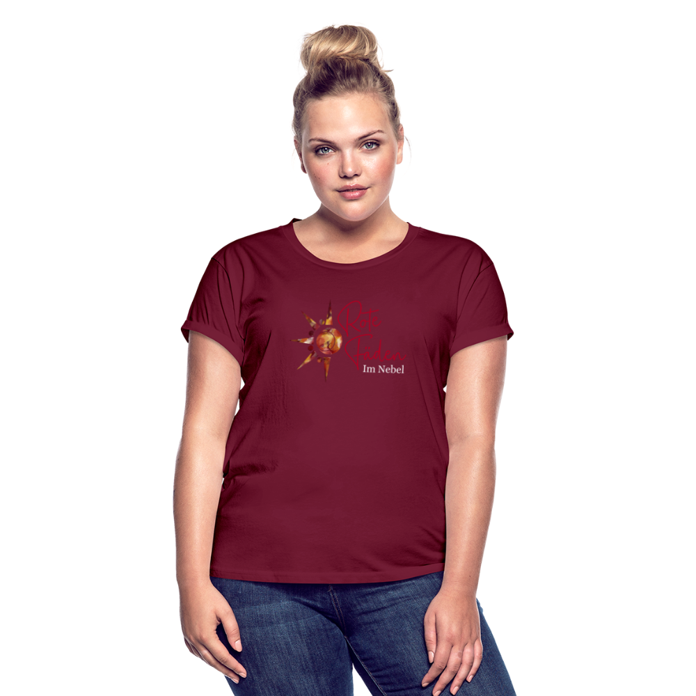 Frauen Oversize T-Shirt Rote Fäden - Bordeaux