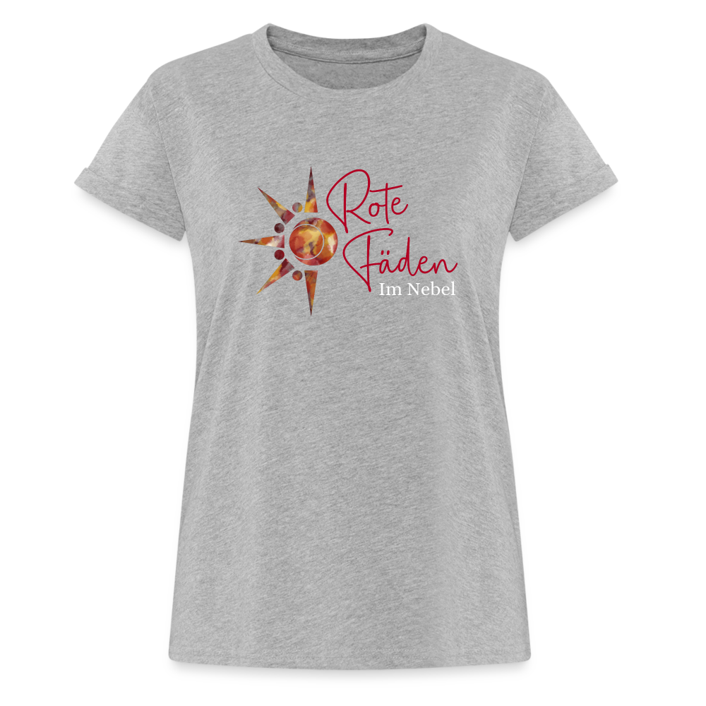 Frauen Oversize T-Shirt Rote Fäden - Grau meliert