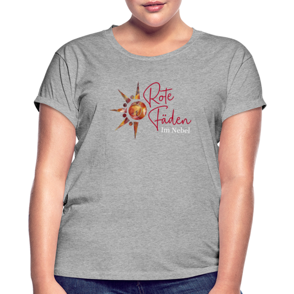 Frauen Oversize T-Shirt Rote Fäden - Grau meliert
