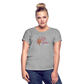 Frauen Oversize T-Shirt Rote Fäden - Grau meliert