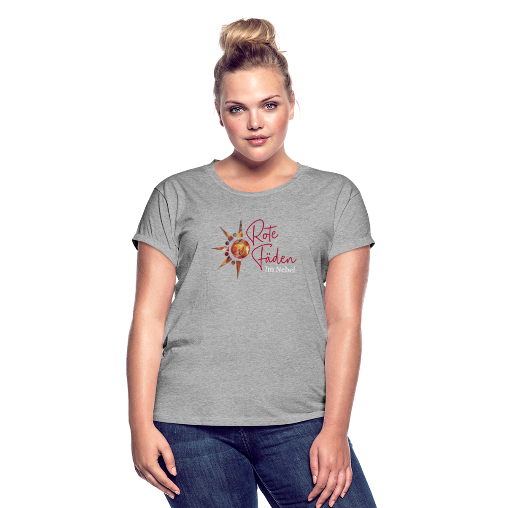 Frauen Oversize T-Shirt Rote Fäden - Grau meliert