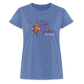 Frauen Oversize T-Shirt Rote Fäden - Denim meliert