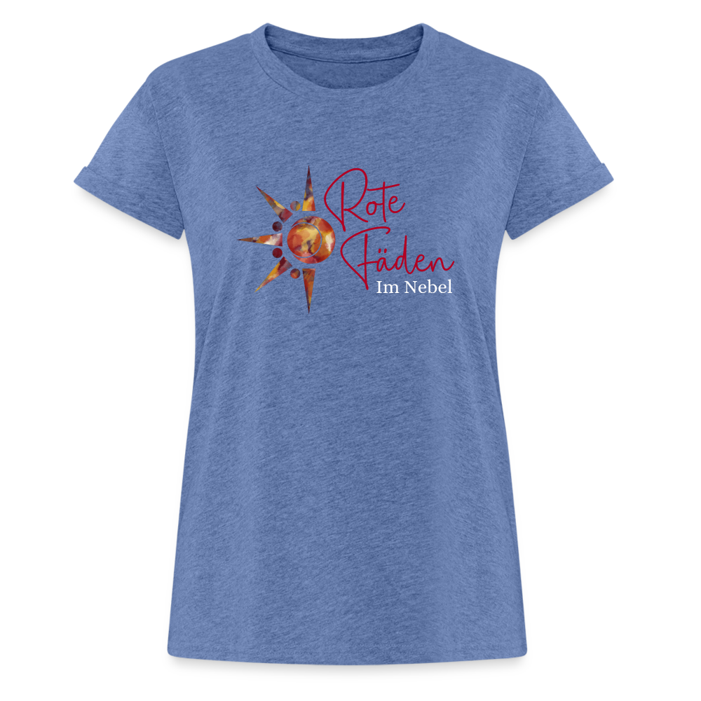 Frauen Oversize T-Shirt Rote Fäden - Denim meliert