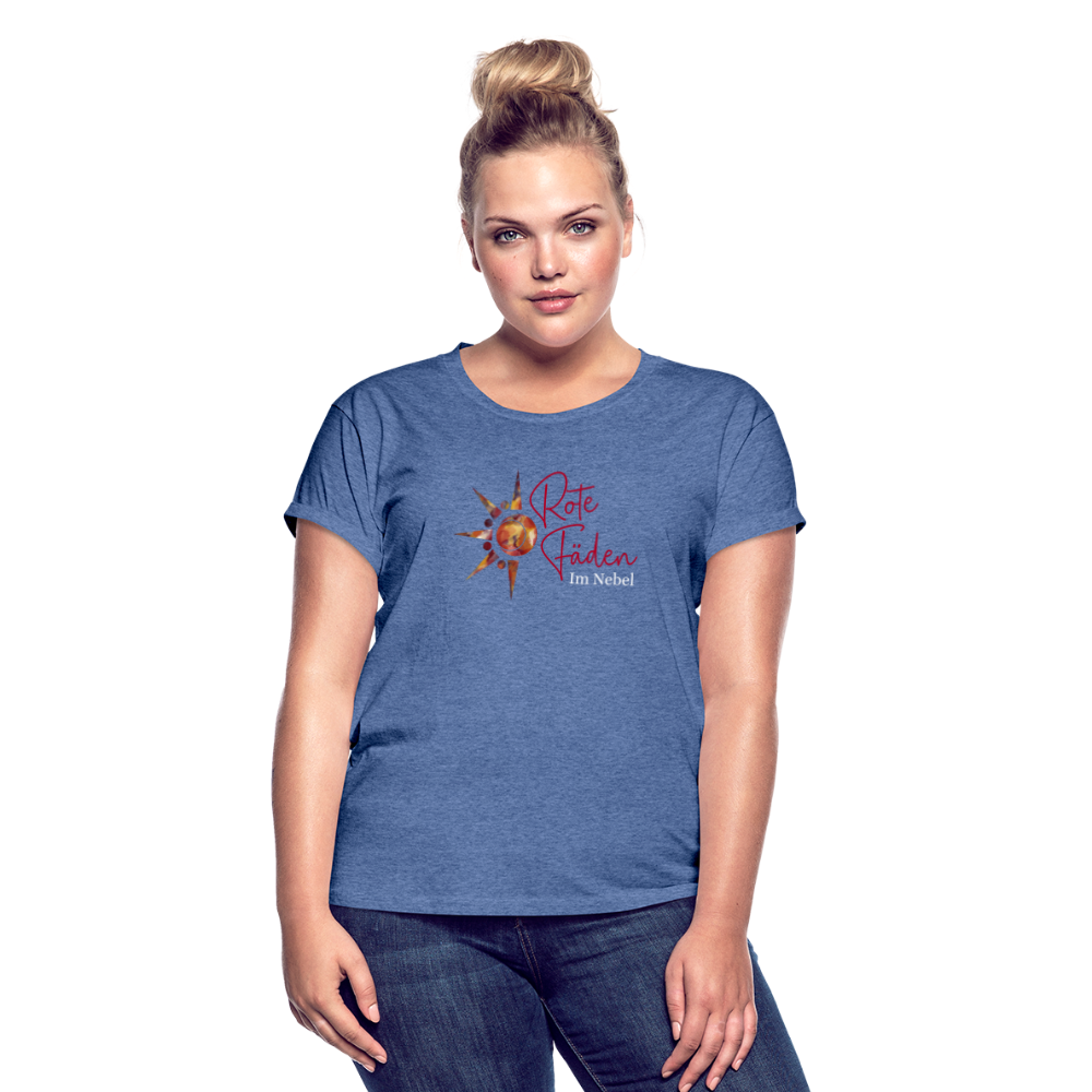 Frauen Oversize T-Shirt Rote Fäden - Denim meliert