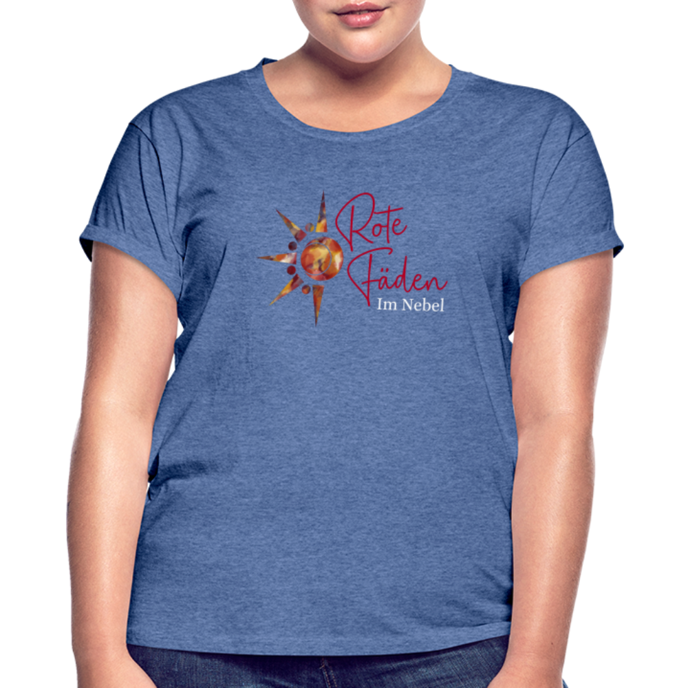 Frauen Oversize T-Shirt Rote Fäden - Denim meliert