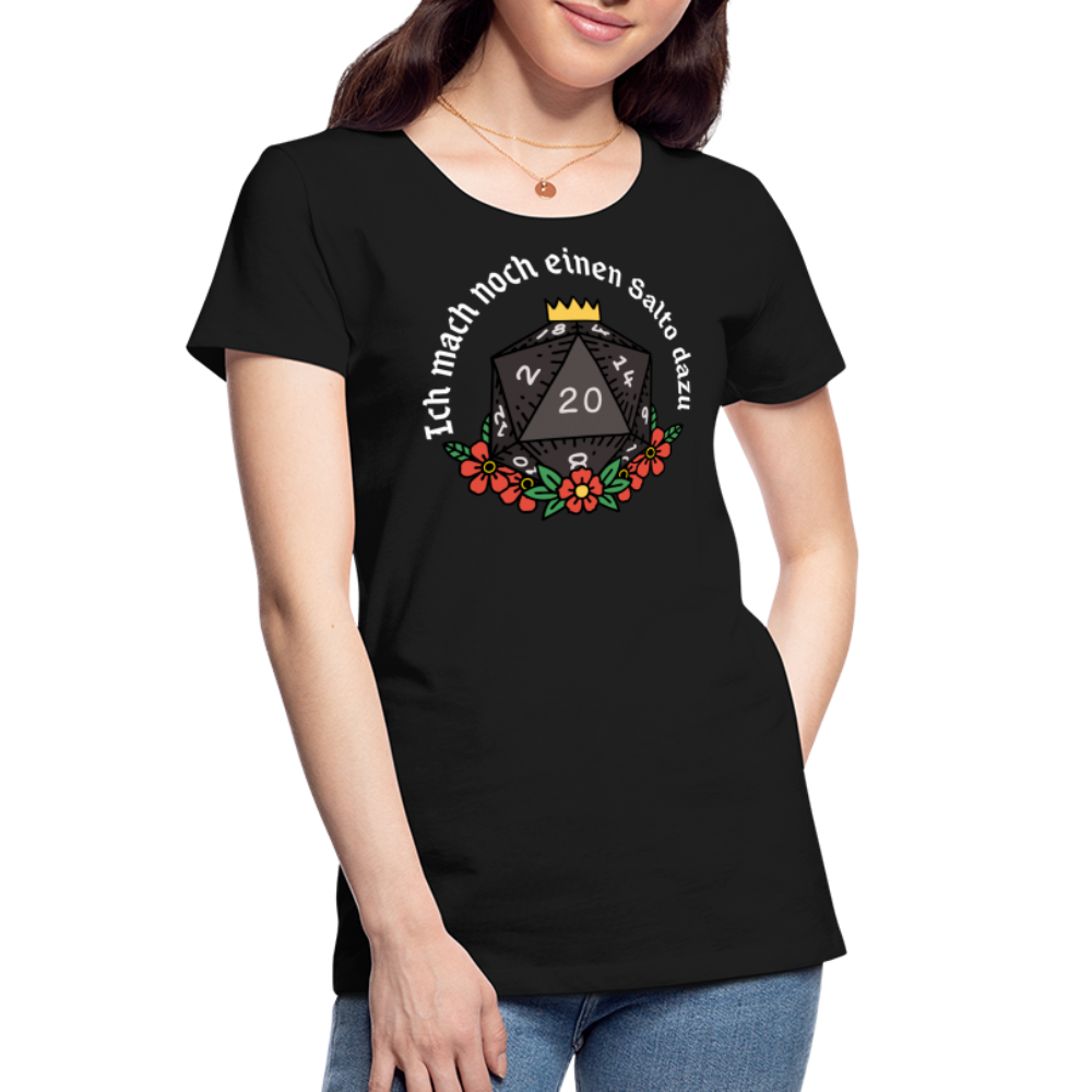 Frauen Premium Bio T-Shirt "Ich mach noch einen Salto dazu 20" - Schwarz