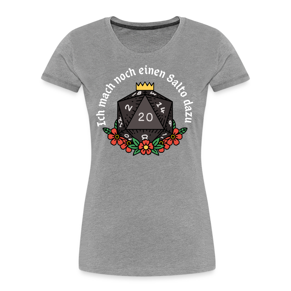 Frauen Premium Bio T-Shirt "Ich mach noch einen Salto dazu 20" - Grau meliert