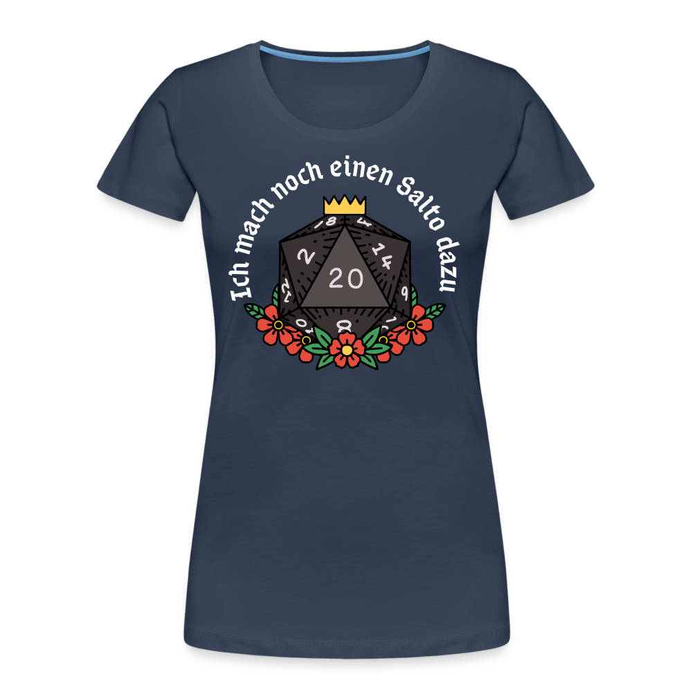 Frauen Premium Bio T-Shirt "Ich mach noch einen Salto dazu 20" - Navy