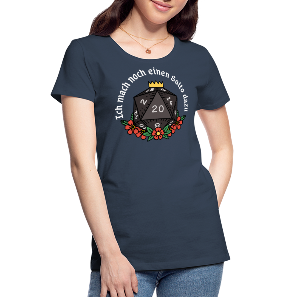 Frauen Premium Bio T-Shirt "Ich mach noch einen Salto dazu 20" - Navy