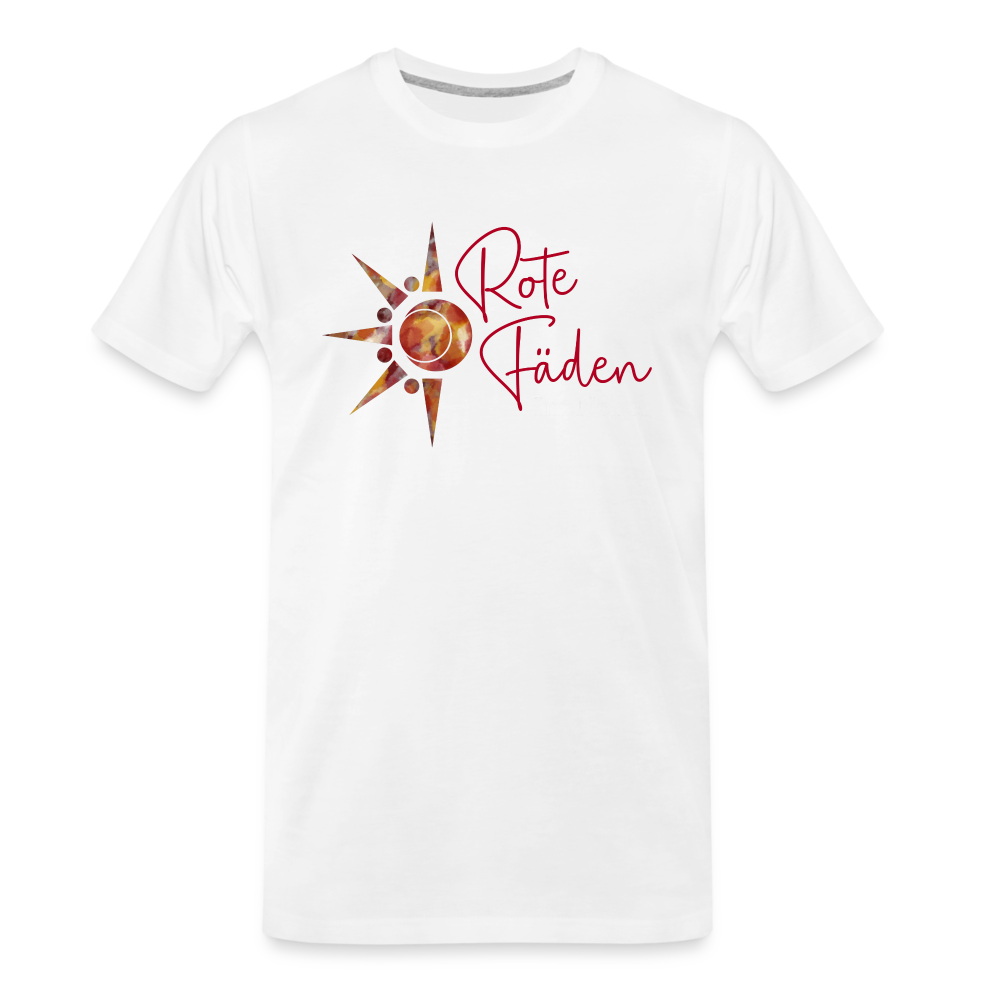 Männer Premium Bio T-Shirt Rote Fäden - weiß