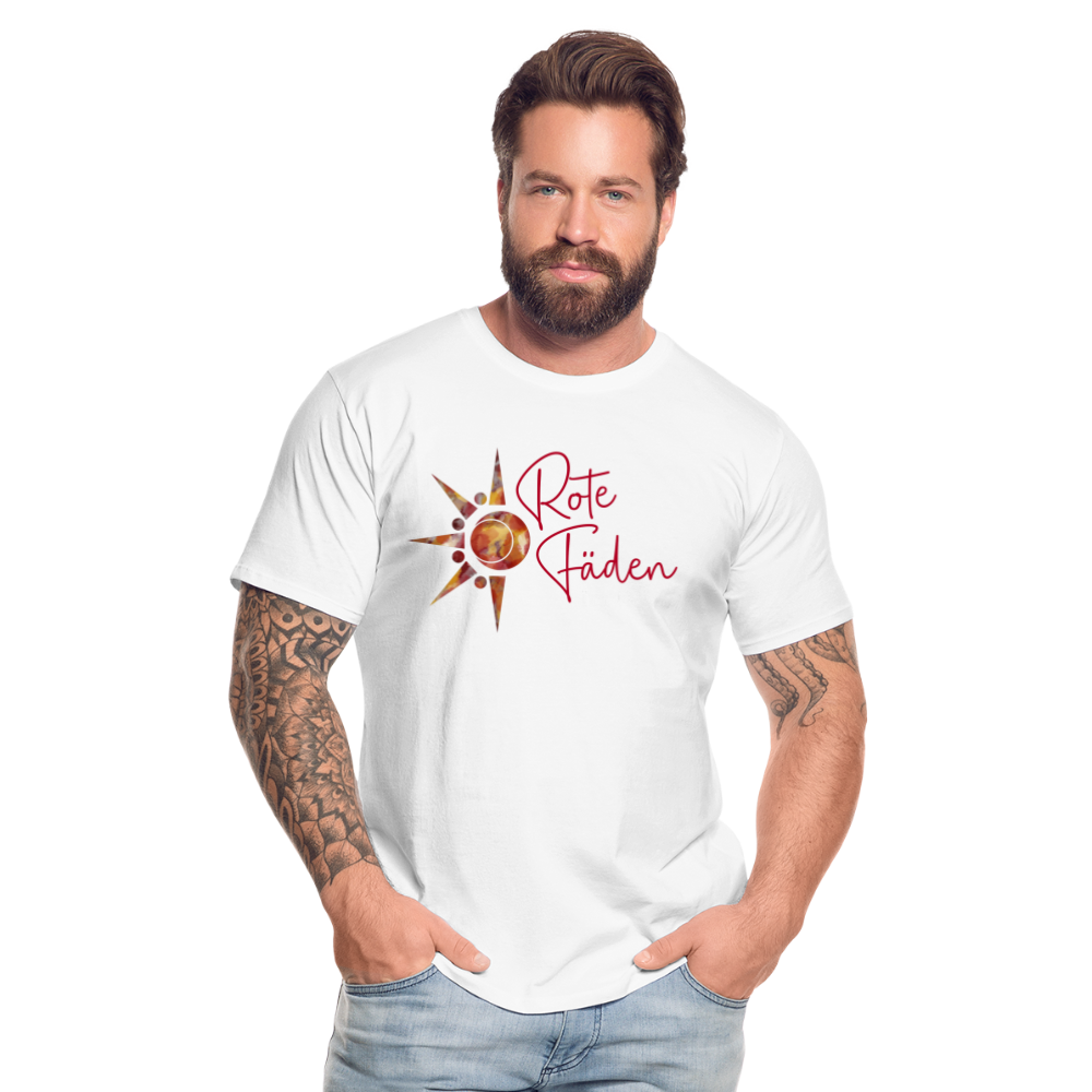 Männer Premium Bio T-Shirt Rote Fäden - weiß