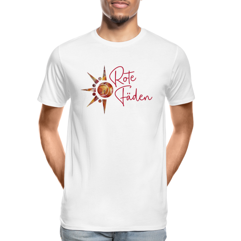 Männer Premium Bio T-Shirt Rote Fäden - weiß