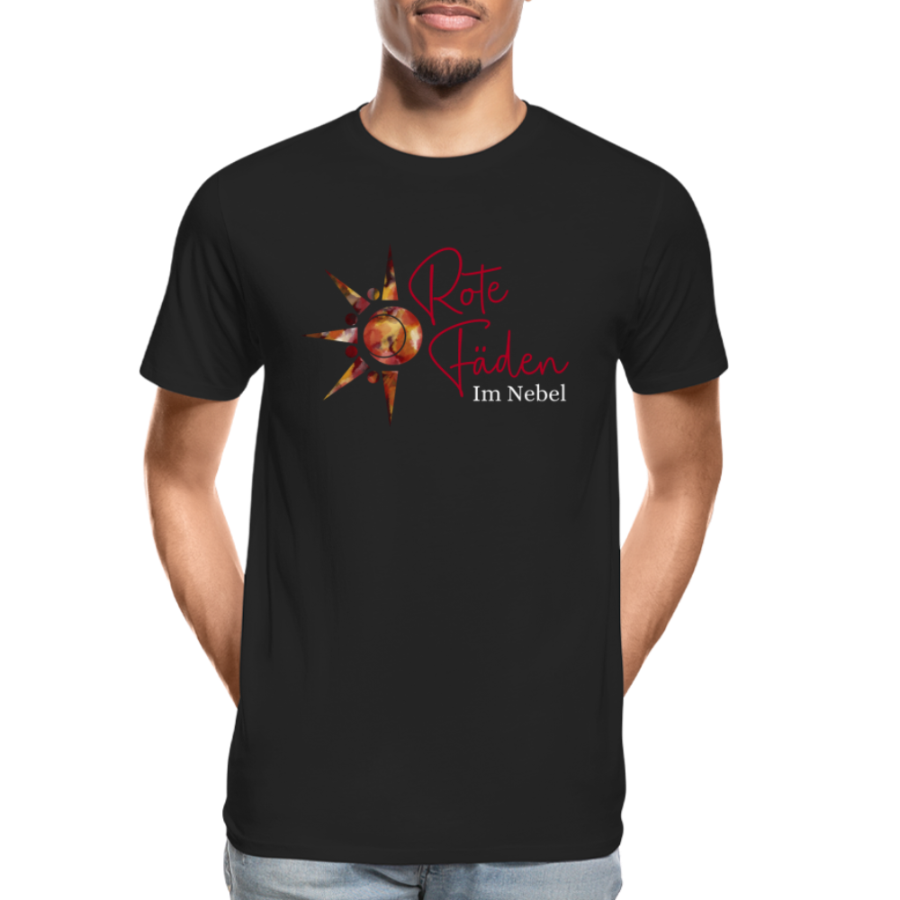 Männer Premium Bio T-Shirt Rote Fäden - Schwarz