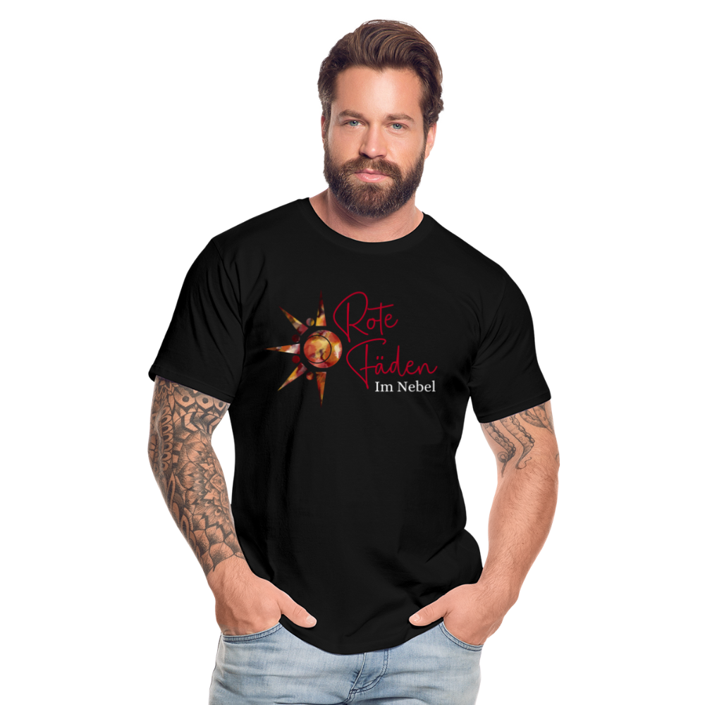 Männer Premium Bio T-Shirt Rote Fäden - Schwarz