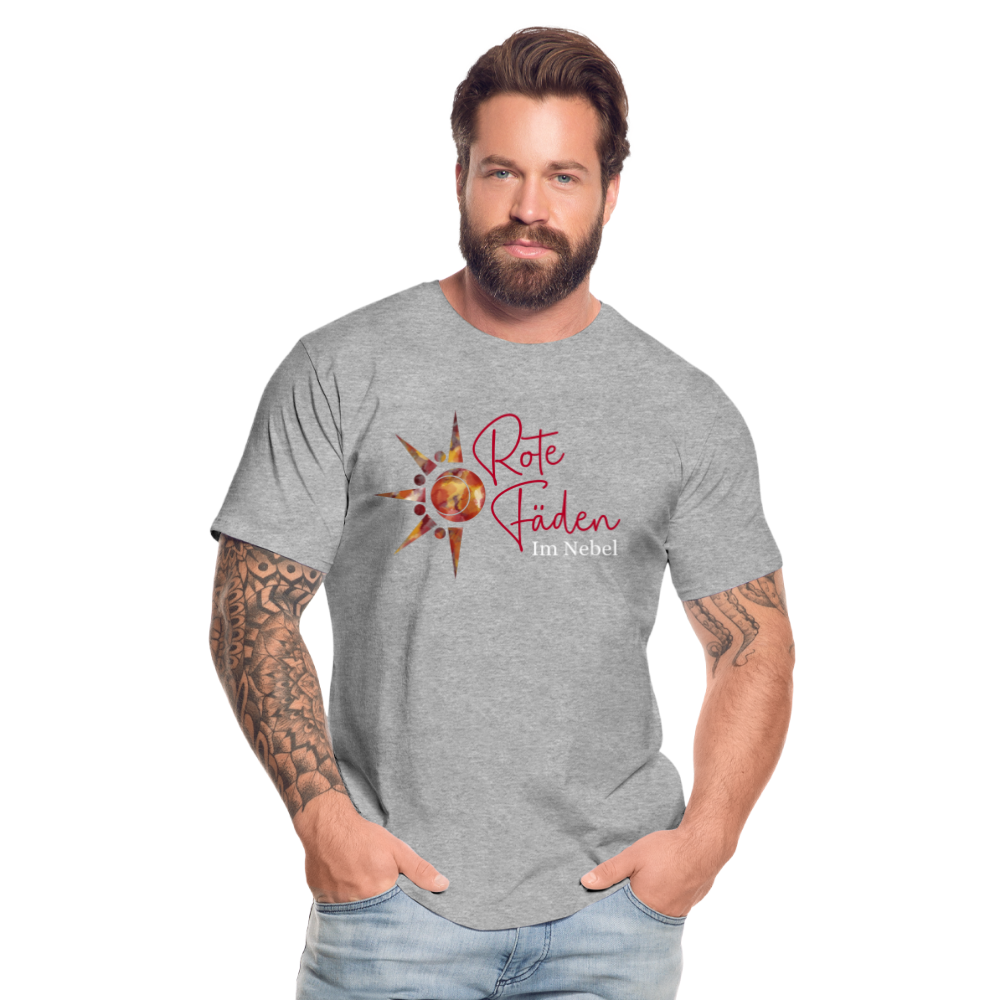Männer Premium Bio T-Shirt Rote Fäden - Grau meliert