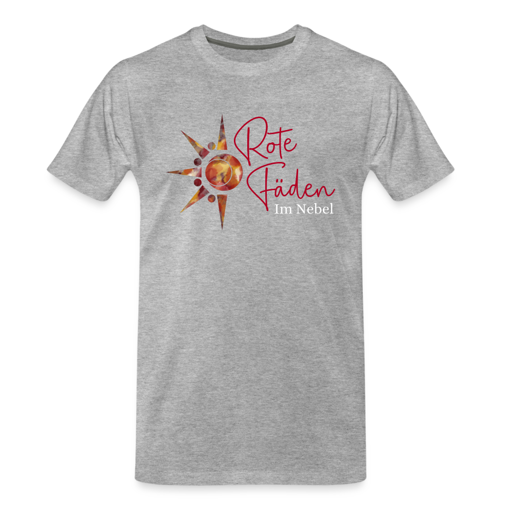 Männer Premium Bio T-Shirt Rote Fäden - Grau meliert