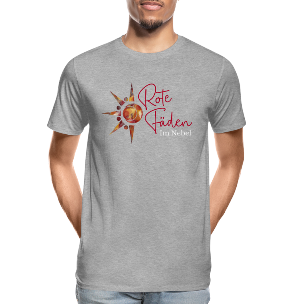 Männer Premium Bio T-Shirt Rote Fäden - Grau meliert