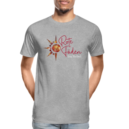 Männer Premium Bio T-Shirt Rote Fäden - Grau meliert